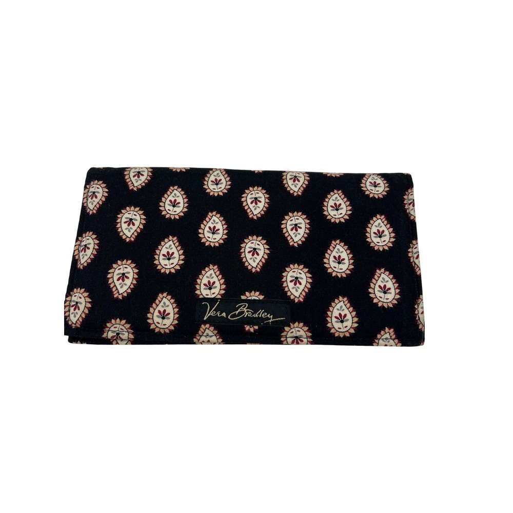 Vintage Vera Bradley Checkbook Cover Classic Black Paisley Cotton Y2K NWOT